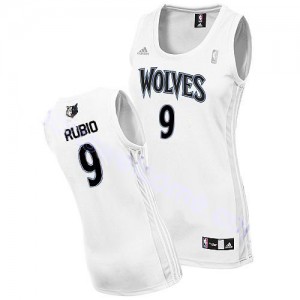 Minnesota Timberwolves Ricky Rubio #9 Home Swingman Maillot d'équipe de NBA - Blanc pour Femme