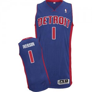 Detroit Pistons Allen Iverson #1 Road Authentic Maillot d'équipe de NBA - Bleu royal pour Homme