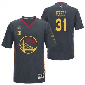 Maillot Authentic Golden State Warriors NBA Slate Chinese New Year Noir - #31 Festus Ezeli - Homme