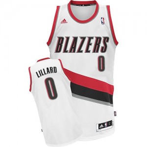 Portland Trail Blazers #0 Adidas Home Blanc Swingman Maillot d'équipe de NBA en vente en ligne - Damian Lillard pour Femme