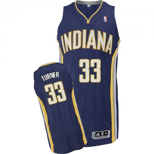 Maillot NBA Indiana Pacers #33 Myles Turner Bleu marin Adidas Authentic Road - Homme