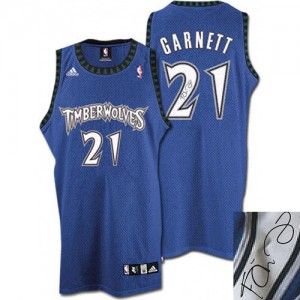 Maillot Authentic Minnesota Timberwolves NBA Augotraphed Slate Blue - #21 Kevin Garnett - Homme