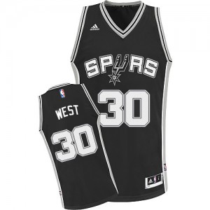Maillot NBA Noir David West #30 San Antonio Spurs Road Swingman Enfants Adidas