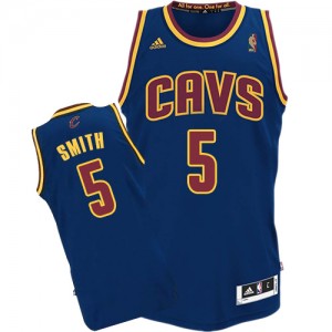 Cleveland Cavaliers #5 Adidas CavFanatic Bleu marin Authentic Maillot d'équipe de NBA Remise - J.R. Smith pour Homme