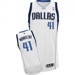Dallas Mavericks #41 Adidas Home Blanc Authentic Maillot d'équipe de NBA en vente en ligne - Dirk Nowitzki pour Enfants