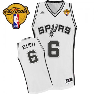 San Antonio Spurs #6 Adidas Home Finals Patch Blanc Swingman Maillot d'équipe de NBA magasin d'usine - Sean Elliott pour Homme