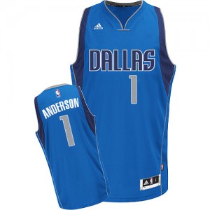Maillot NBA Dallas Mavericks #1 Justin Anderson Bleu royal Adidas Swingman Road - Homme