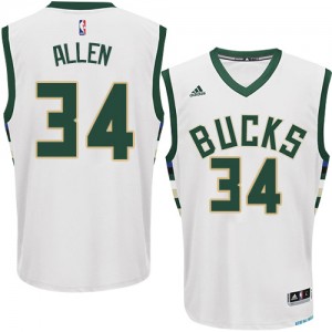 Maillot Adidas Blanc Home Authentic Milwaukee Bucks - Ray Allen #34 - Homme