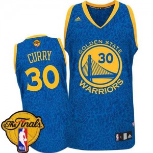Maillot NBA Bleu Stephen Curry #30 Golden State Warriors Crazy Light 2015 The Finals Patch Authentic Homme Adidas