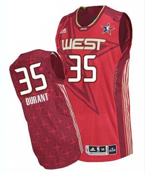 Maillot NBA Oklahoma City Thunder #35 Kevin Durant Rouge Adidas Authentic 2010 All Star - Homme