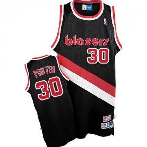 Maillot NBA Authentic Terry Porter #30 Portland Trail Blazers Throwback Noir - Homme