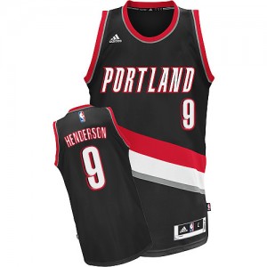 Maillot NBA Portland Trail Blazers #9 Gerald Henderson Noir Adidas Swingman Road - Homme