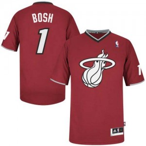 Miami Heat Chris Bosh #1 2013 Christmas Day Authentic Maillot d'équipe de NBA - Rouge pour Homme