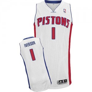 Maillot Authentic Detroit Pistons NBA Home Blanc - #1 Allen Iverson - Homme