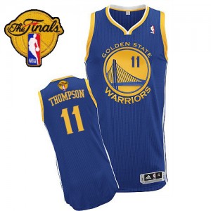 Maillot Adidas Bleu royal Road 2015 The Finals Patch Authentic Golden State Warriors - Klay Thompson #11 - Homme