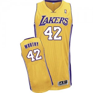 Maillot Adidas Or Home Authentic Los Angeles Lakers - James Worthy #42 - Homme