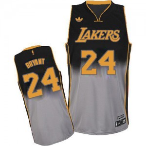 Los Angeles Lakers Kobe Bryant #24 Fadeaway Fashion Swingman Maillot d'équipe de NBA - Gris noir pour Homme