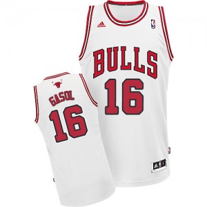 Chicago Bulls #16 Adidas Home Blanc Swingman Maillot d'équipe de NBA en soldes - Pau Gasol pour Enfants