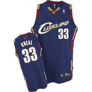 Cleveland Cavaliers #33 Adidas Throwback Bleu marin Authentic Maillot d'équipe de NBA pas cher - Shaquille O'Neal pour Homme