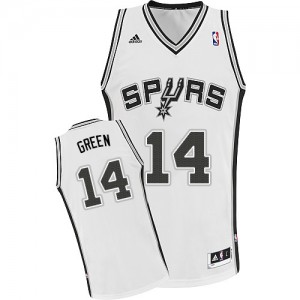 Maillot NBA Blanc Danny Green #14 San Antonio Spurs Home Swingman Homme Adidas