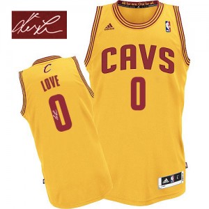 Maillot Authentic Cleveland Cavaliers NBA Alternate Autographed Or - #0 Kevin Love - Homme