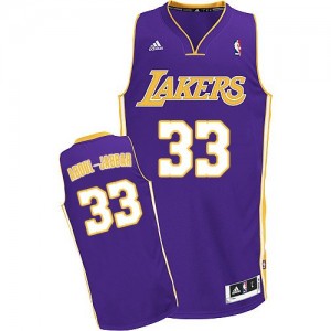 Maillot NBA Los Angeles Lakers #33 Kareem Abdul-Jabbar Violet Adidas Swingman Road - Homme