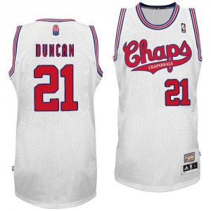 Maillot NBA San Antonio Spurs #21 Tim Duncan Blanc Adidas Authentic ABA Hardwood Classic - Homme