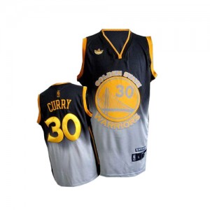 Maillot Authentic Golden State Warriors NBA Fadeaway Fashion Gris noir - #30 Stephen Curry - Homme