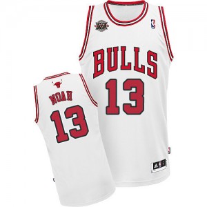 Maillot NBA Blanc Joakim Noah #13 Chicago Bulls Home 20TH Anniversary Swingman Homme Adidas