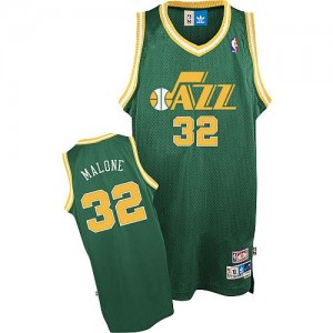 Maillot Adidas Vert Throwback Authentic Utah Jazz - Karl Malone #32 - Homme