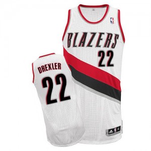 Maillot NBA Blanc Clyde Drexler #22 Portland Trail Blazers Home Authentic Homme Adidas