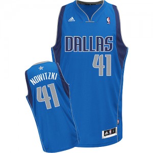Maillot Adidas Bleu royal Road Swingman Dallas Mavericks - Dirk Nowitzki #41 - Homme