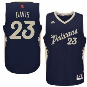 Maillot Adidas Bleu marin 2015-16 Christmas Day Authentic New Orleans Pelicans - Anthony Davis #23 - Homme