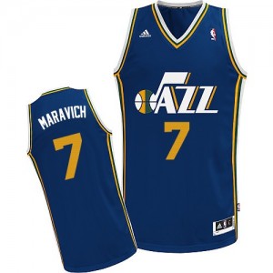 Maillot NBA Utah Jazz #7 Pete Maravich Bleu marin Adidas Swingman Road - Homme