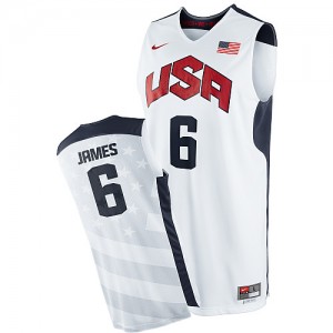 Maillots de basket Authentic Team USA NBA 2012 Olympics Blanc - #6 LeBron James - Homme