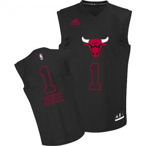 Maillot NBA Chicago Bulls #1 Derrick Rose Noir Adidas Swingman New Fashion - Homme