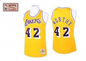 Maillot NBA Authentic James Worthy #42 Los Angeles Lakers Throwback Or - Homme