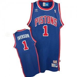 Maillot NBA Swingman Allen Iverson #1 Detroit Pistons Throwback Bleu - Homme