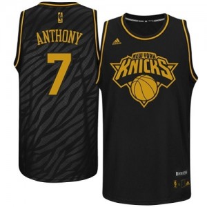 New York Knicks Carmelo Anthony #7 Precious Metals Fashion Authentic Maillot d'équipe de NBA - Noir pour Homme