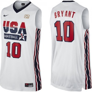 Team USA Nike Kobe Bryant #10 2012 Olympic Retro Authentic Maillot d'équipe de NBA - Blanc pour Homme