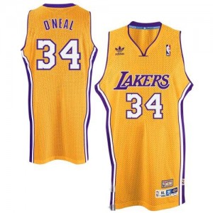 Los Angeles Lakers Shaquille O'Neal #34 Throwback Swingman Maillot d'équipe de NBA - Or pour Homme