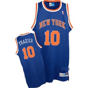 Maillot NBA Bleu royal Walt Frazier #10 New York Knicks Throwback Authentic Homme Adidas