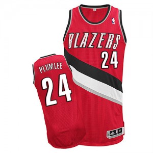 Maillot NBA Rouge Mason Plumlee #24 Portland Trail Blazers Alternate Authentic Homme Adidas