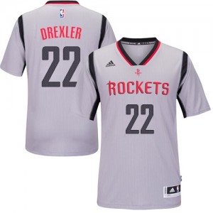 Maillot NBA Authentic Clyde Drexler #22 Houston Rockets Alternate Gris - Homme