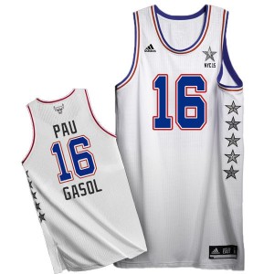 Maillot NBA Blanc Pau Gasol #16 Chicago Bulls 2015 All Star Swingman Homme Adidas