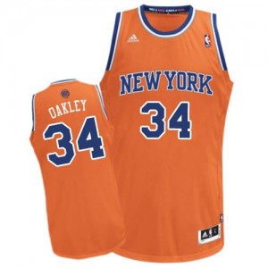 Maillot NBA New York Knicks #34 Charles Oakley Orange Adidas Swingman Alternate - Homme
