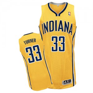 Maillot NBA Indiana Pacers #33 Myles Turner Or Adidas Authentic Alternate - Homme