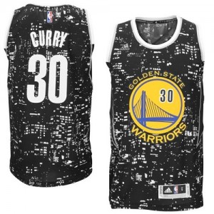 Maillot NBA Golden State Warriors #30 Stephen Curry Noir Adidas Authentic City Light - Homme