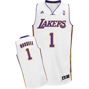 Maillot NBA Los Angeles Lakers #1 D'Angelo Russell Blanc Adidas Swingman Alternate - Homme