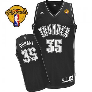 Oklahoma City Thunder Kevin Durant #35 Finals Patch Swingman Maillot d'équipe de NBA - Noir Blanc pour Homme